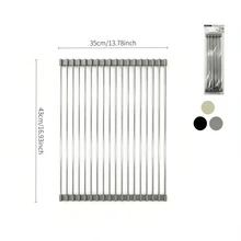 1Pc/2Pcs Foldable Metal Sink Drying Rack, Silicone Wrapped Edges To Prevent Scratches, Retractable Storage Draining Basket For Dishes, Fruits And Vegetables, Easy Installation, Suitable For Draining And Storage Above Kitchen Sink. - Random Color - View 14