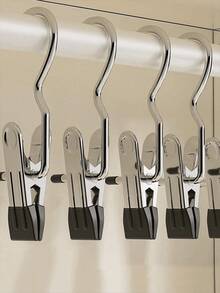 1/10PCS Premium Stainless Steel Clothes Clips, Stainless Steel Pegs, Trouser Hanger Clips With Hooks, Rust-Proof And Space-Saving Clips, Portable Decorative Clips, Room Decor, Hangers, Trouser Hangers, Wardrobe Organization And Storage. - Multicolor - View 6