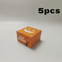 5 hộp bánh giấy cửa sổ trong suốt 4x4x2.5 inch, hộp quà Halloween phong cách tối vui nhộn in hình dơi và bí ngô, hộp giấy vuông nắp lật cho bánh mini, donut, cookie và tráng miệng tiệc - Nhiều màu - Xem 12
