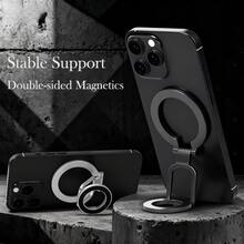 1pc Double-Sided Magnetic Ring Buckle Phone Holder, Holder Style Magnetic Grip, 360 Degree Rotation, Foldable Ring Holder, Suitable For Various Types Of Mobile Phone Car Phone Holders - A - View 1