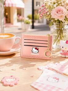 SANRIO 1PC Hello Kitty Card Holder Wallet, Multi-Slot Card Case With Zipper Coin Pocket & Key Ring, Compact ID Wallet For Women Daily Use, Travel & Shopping - Multicolor - View 9
