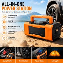Car Emergency Jump Starter Portable Car Air Pump All-In-One Battery Jump Starter Power Bank - Wireless - View 2