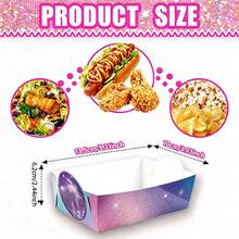 10pcs/30pcs/50pcs/100pcs Purple Disco Theme Paper Food Trays, Macaron Gradient Purple Disco Snack Boats (Suitable For Corn Chips, Snacks, Etc.), Perfect For Purple Disco Theme Birthday Party And Bachelorette Party Decoration - Multicolor - View 2
