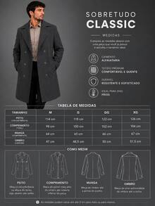 Sobretudo masculino horlander com pelo - Preto - Visão 5