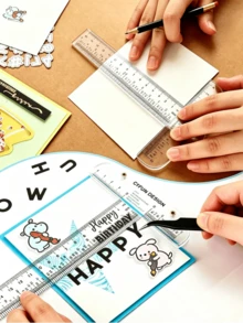 1pc Transparent Acrylic T-Square Ruler, Essential Student Drawing Tool For School, Precise Alignment T-Ruler For DIY Crafts, Multi-Function Measuring Ruler For Scrapbooking, Card Making, Fabric Cutting, Paper Trimming, Marking And Tracing, Double-Sided Inch And Centimeter Scales, Hand Tool - Acrylic T-square - View 2