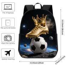 Colorful Soccer Print Backpack, Vibrant Sports Style Casual Backpack, Large Capacity Student Daily Commute School Bag - Backpack - View 3