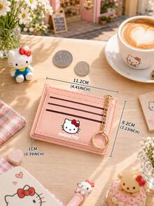 SANRIO 1PC Hello Kitty Card Holder Wallet, Multi-Slot Card Case With Zipper Coin Pocket & Key Ring, Compact ID Wallet For Women Daily Use, Travel & Shopping - Multicolor - View 6