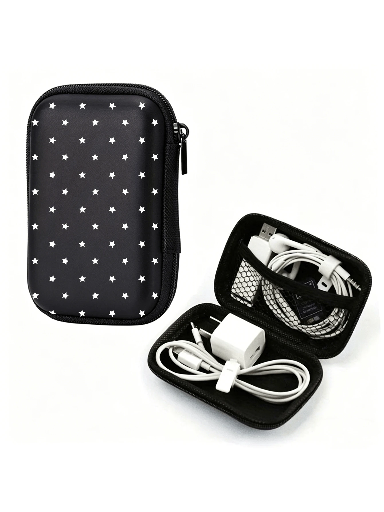 White Star EVA Hard Shell 4.3 Inch Compact Storage Box - Travel Protective Storage Bag, Suitable For Electronic Accessories, Earphones, Hard Drives And Data Cables; Anti-Drop Zipper Pouch (Storage Box Only) - Multicolor - View 1