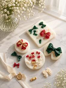 Multi-Style Bow Silicone Accessory Molds, Including Various Sizes And Shapes Of 3D Bows. Soft And Full Lines, Easy Demolding. Mainly Used As Embedded Decorations For Aromatherapy Candles, Handmade Soaps, Resin Accessories. Versatile Christmas Decorative Elements, Can Be Paired With Christmas Trees, Snowmen, Cylindrical Candles And Other Christmas-Themed Combinations - Bow Silicone Mold - View 4