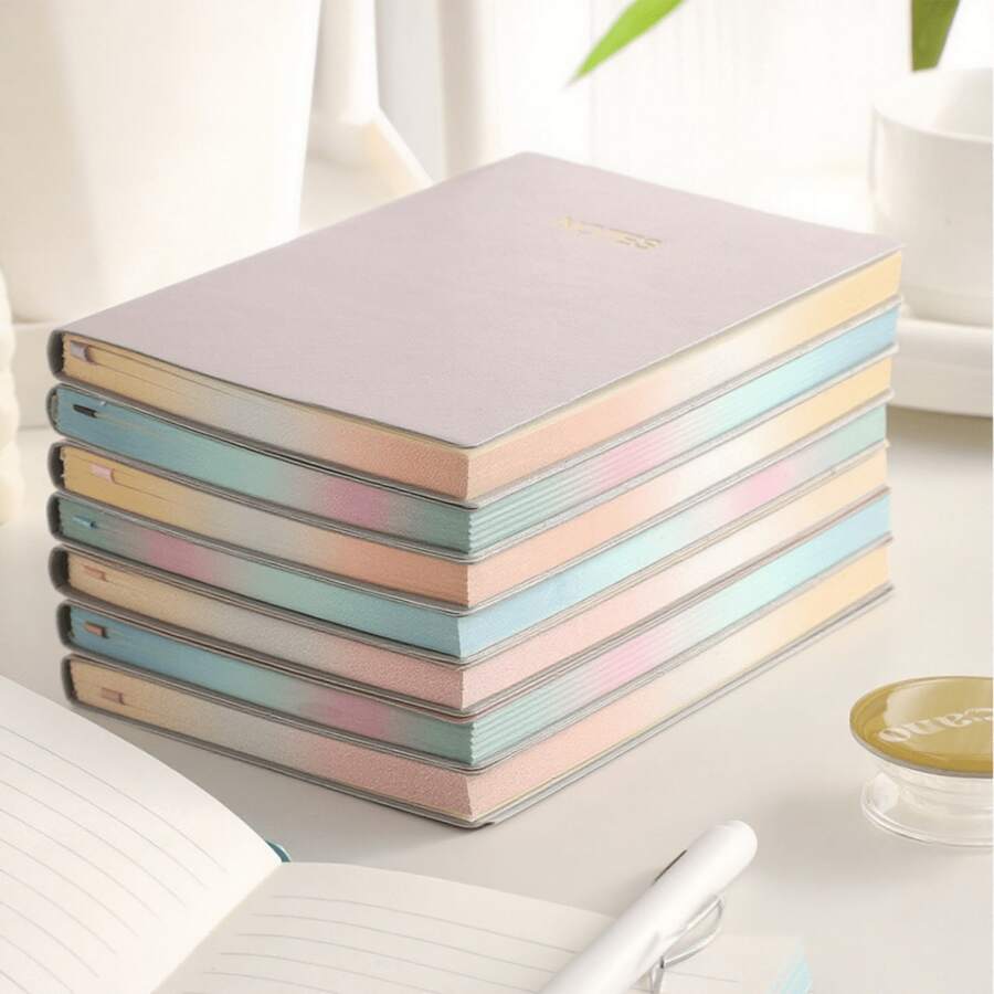 Morandi Notebook, Writing Memo Notebook, Cover Planner Notebook Suitable For School, Office, Home Minimalist Cover Notebook, Women's Minimalist Diary, Lined Paper, Hardcover Diary, Literary Fresh Handbook, Student Diary, High-Appearance Meeting Notebook - Multicolor - View 1