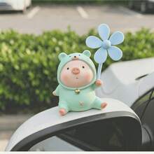 Hiasan Gantung Kincir Angin Beruang & Babi Lucu dan Kreatif, Bahan PVC (Tali Silikon/Stiker Tanpa Bekas) Tersedia 2 Gaya, Barang Dekoratif Universal untuk Sepeda Motor, Sepeda, Skuter Listrik, Mobil - Kincir Angin Anak Beruang - View 9
