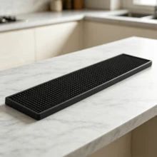 Silicone Bar Mat Matte Black 60 X 10 Cm, 1 Cm Thick, Drip Tray For Bar, Café, Kitchen And Club - Black - View 1