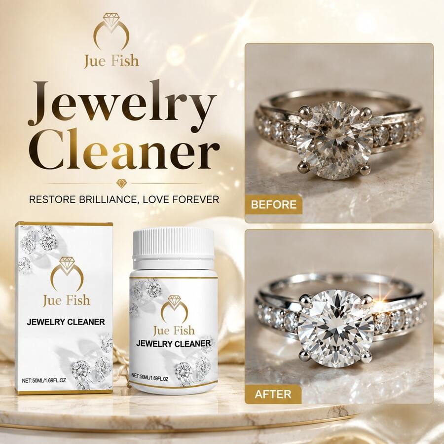 JUE FISH 2pcs Jewelry Cleaner Spray 50ml, Removes Rust & Stains, Cleans Diamond Rings, Gold Jewelry, Provides Anti-Oxidant Protection.
