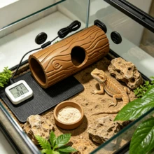 Suction Cup Realistic Tree Hollow Reptile Hideout, Wood Grain Hanging Lizard Gecko Hiding Cave, Tank Decor Ornament, Suitable For Crested Gecko, Giant Gecko, Leopard Gecko, Arboreal Reptile Terrarium Environment Arrangement Supplies - Brown - View 4