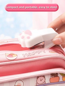 1/2pcs Mini Cute Cat Paw 3-In-1 Stapler, Portable Office & Study Binding Machine, Can Bind Documents & Test Papers, Student Cartoon Multi-Function Stapler Set, Back To School Stationery Mini Stapler - Multicolor - View 4