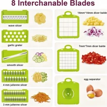14-In-1 Vegetable Chopper With 8 Interchangeable Blades, Built-In Strainer Basket And Hand Protection Design, Large Capacity Storage Bin, Suitable For Home Meal Preparation, Can Dice, Slice, Shred Onion, Potato, Carrot And Fruit - View 6