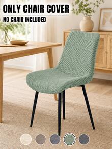 1/4 Set Nordic Style Curved Dining Chair Covers, Solid Color Elastic Chair Seat Protectors, Suitable For Kitchen, Wedding, Party, Restaurant - Matcha Green - View 1