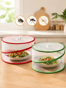 2pcs/1pc Anti-Mosquito & Fly Food Cover, Cake Cover, Foldable & Reusable, Indoor/Outdoor Insect Cover, Suitable For Picnic, BBQ, Food & Fruit - Multicolor - View 1
