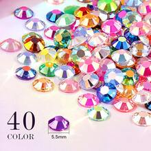 40 Colors Flat Back Resin Rhinestone Set, 5.5mm Jelly Rhinestones, With B7000 Glue And Tools, All-In-One DIY Diamond Decoration Craft Kit, Jewelry Making Accessories, Women's Gift, Art Craft Supplies - Multicolor - View 4