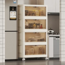 4-6 Tier Foldable Storage Cabinet With Wheels, Large Capacity Lidded Storage Bins With Flip Doors, Stackable Rolling Storage Organizer,Multi Functional Clothing Storage, Toy Organizer Box,Living Room, Bedroom, Kitchen, Bathroom - White - View 11