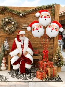 1pc/3pcs Santa Claus Balloons, Includes Santa Claus Head Balloon, Suitable For Christmas Party Decoration, Store Window Display, Home Christmas Atmosphere Decor, Christmas Eve Decoration - Multicolor - View 6