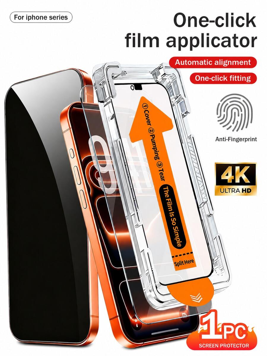 CASECOPS 1 Buah Pelindung Layar Kaca Tempered, Dilengkapi Alat Pemasangan Otomatis, Penghapus Debu Otomatis, Kompatibel dengan iPhone 18 Pro Max/17 Pro Max/18/17/16/15/14/13/12/11 Semua Seri, Kaca Tempered Transparan Definisi Tinggi 9H, Perlindungan Penuh, Anti Sidik Jari, Bebas Gelembung, Pemasangan Mudah - 1 buah - View 1