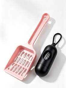 Pá Portátil para Coleta de Fezes de Animais de Estimação com Sacos de Lixo, Pá de Plástico Durável e Fácil de Limpar para Resíduos de Animais de Estimação, Ferramenta de Limpeza Conveniente para Passeio com Cachorro, Camping e Viagem, Adequada para Cães e Gatos - Visão 3
