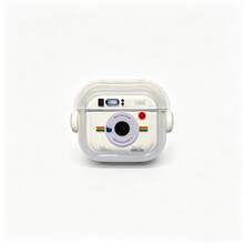 1pc White Camera Cartoon Mini Camera Cute Fashion Retro Instant Camera Creative, Minimalist Creative Semi-Transparent 3D Photo Frame Shape With Ring Buckle, Compatible With Airpods 2/3/4/Pro/Pro2/Pro3/Earphone Case - Multicolor - View 9