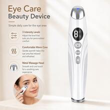 Electric Eye Massager With Warm Care, 3 Intensity Levels, Metal Massage Head And LED Display, Portable Under-Eye Beauty Device, Suitable For Daily Skincare, 350mAh - White - View 3