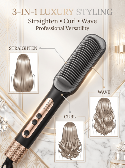 SOKANY Preheating Straightening Comb - Gently Care For Your Hair Quality, Easily Create Smooth Straight Hair. Designed Specifically For Women, Can Create Wavy Hairstyles, Essential Valentine's Day Gift For Girlfriend.