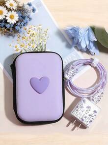 1 Set Elegant Purple Ditsy Floral Knot Data Cable Protector, Ins Gentle Girl Style Data Cable Protector, Anti-Breakage Anti-Scratch Full Coverage Protection, Compatible With Apple 18W-20W Fast Charging, Holiday Small Gift, Cute Korean Style For Girlfriend And Best Friend - 6-piece Set Light Purple Floral - View 11