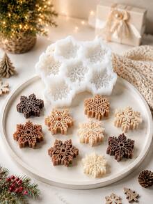 Resin Silicone Mold, 6-In-1 Christmas Snowflake Aromatherapy Candle Mold, Multiple Snowflake Element Design, DIY Creative Christmas Snowflake Plaster Mold, Home Decor/Gift Decoration Epoxy Resin Mold, Craft Casting Mold, Art Decoration Clay Plaster Mold - Snowflake Mold - View 9
