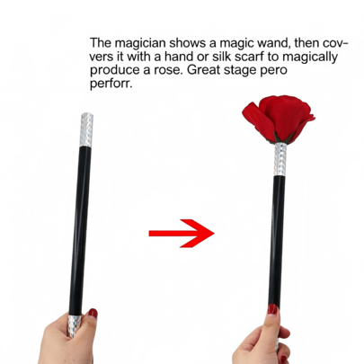 Empty Wand To Flower, Wand To Rose, Stick To Flower, Stage Performance Magic Prop