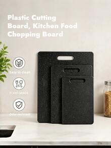 Premium Plastic Cutting Board, Multiple Sizes Available, With Portable Handle, Kitchen Chopping Board, Easy To Clean, Durable, Suitable For Cutting Meat, Vegetables, Fruits, Ideal For Home Cooking, Stylish Design, High-Quality Material, Perfect For Meal Prep Enthusiasts - Black - View 7