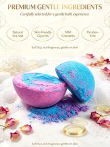 Surprise Bath Bombs With Random Bracelet, Individually Wrapped Aromatherapy Bubble Bath Salt Balls, For Daily Home Bath & Travel Use - Blueberry - View 6