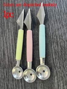 1pc Multi-Function Fruit Scoop, Suitable For Ice Cream, Baking, Fruit, Etc., Kitchen DIY Cold Plate Tool Function, Stainless Steel Fruit Carving Tool Kitchen Gadget, Fruit And Vegetable Preparation Tool, Random Color - Pink - View 9