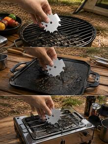 2pcs/1pc Stainless Steel Grill Scraper, Suitable For Cleaning Grill And Camping Accessories, Dishwasher , No Bristles - Multicolor - View 11