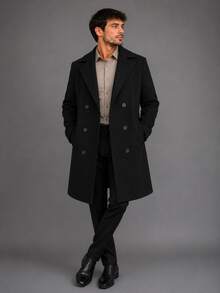 Sobretudo masculino horlander com pelo - Preto - Visão 3