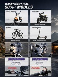 Motorcycle Phone Holder 6-Claw 360° Rotating Anti-Shake Bicycle Phone Mount Universal Shock-Absorbing ABS Phone Bracket Handlebar And Rearview Mirror Mount Suitable For Bicycle, Scooter, Electric Bike, Lightweight Motorcycle, Motorcycle, GPS Navigation, Motorcycle Accessories - A - View 9