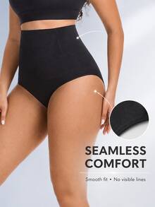 FLARIXA Women's High Waist Double Layer Tummy Control Shaping Panties, Halloween Costume Matching, Seamless Shaping Underwear - Black - View 6