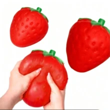 Best-Selling Realistic Strawberry Soft Rubber Squeeze Toy, Vibrant And Cute, Stress Relief Toy, Also Suitable As Desktop Decoration And Storage, Ideal For Teens And Office Workers As Stress Relief Gift - Multicolor - View 1