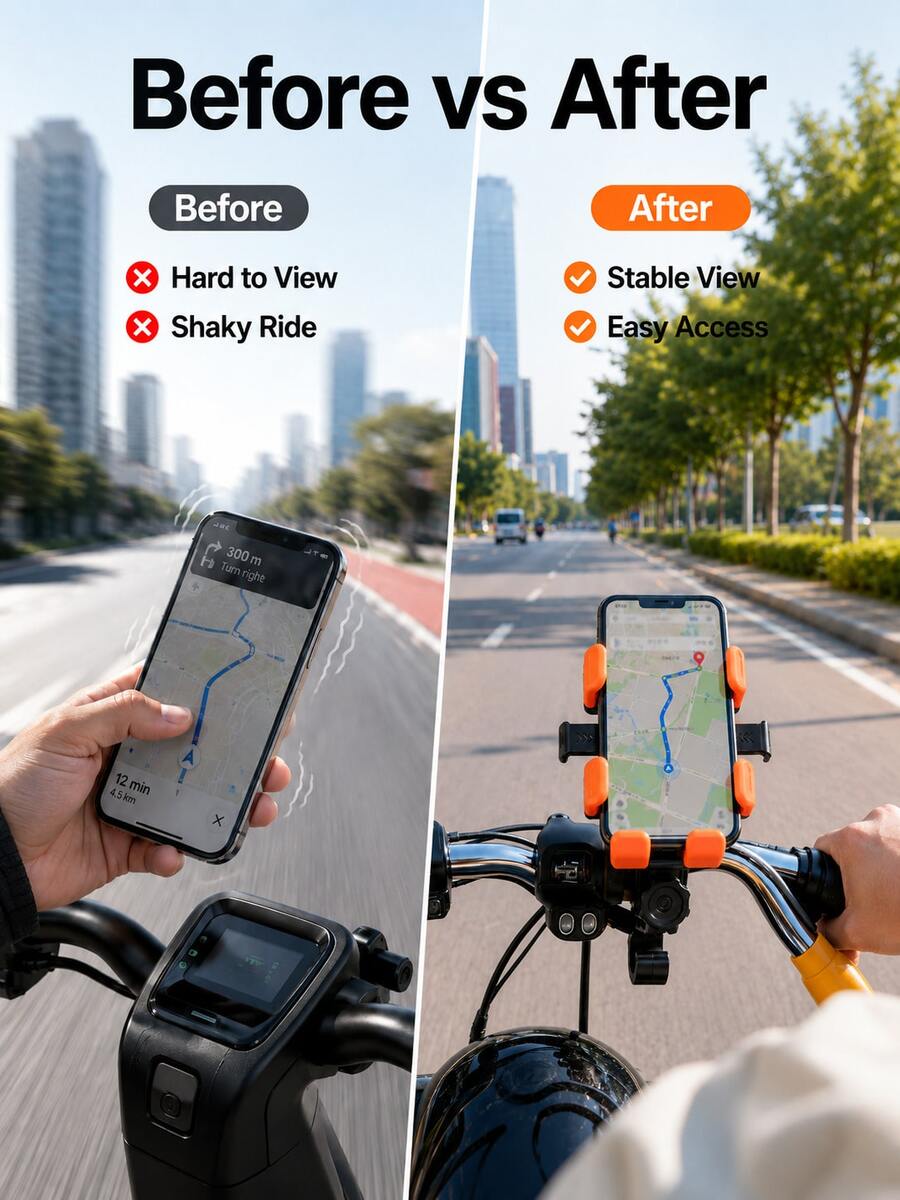 Motorcycle Phone Holder 6-Claw 360° Rotating Anti-Shake Bicycle Phone Mount Universal Shock-Absorbing ABS Phone Bracket Handlebar And Rearview Mirror Mount Suitable For Bicycle, Scooter, Electric Bike, Lightweight Motorcycle, Motorcycle, GPS Navigation, Motorcycle Accessories