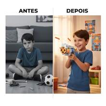 Pistola de Brinquedo Lança Dardos Espuma 12 Peças com 3 Alvos Latinha Presente para Crianças Meninos e Meninas a partir de 3 anos - Branco - Visão 6