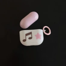 Ins Style Pink & White Color Block Music Note & Star Print Compatible With Airpods Earphone Protective Case, Sweet & Cool Girl Style, Anti-Fall & Anti-Scratch, Easy To Install & Remove, Compatible With Apple Pro 2/ Pro/ 4/ 3/ 2, Perfect As Birthday, Christmas, New Year Holiday Gift For Family - Patchwork Music Note Star + Round Buckle - View 14