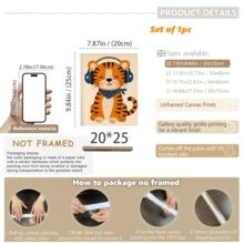 1pc Framed Canvas Wall Art For Baby Nursery, Tiger Theme Baby Room Wall Decor, Cute Tiger Pattern, Jungle Animal Theme Baby Room Decoration, Wildlife Zoo Theme Baby Room Art, Children's Tiger Poster, Children's Room Decor, Framed Toddler Room Wall Art Perfect For Playroom Decor, Kindergarten Decor, Boys Room Decor, Girls Bedroom Decor, Children's Room Decor, Children's Room Poster, Classroom Decor - Multicolor - View 17