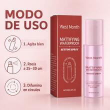 west month Fijador De Maquillaje Mate, Resistente Al Agua Y Control De Grasa, Secado Rápido Al Aire, Acabado Mate Sin Brillos, Compatible Con Todo Tipo De Maquillaje - Rosa - Ver 7
