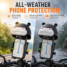 Motorcycle Phone Mount With Mini Helmet Sun Visor, Anti-Shake Bicycle Phone Holder, Fits Handlebars, Universal Smartphone Mount, Adjustable Multi-Angle, Sturdy And Easy To Install, Suitable For Mountain Bike/Scooter - Black - Black - View 2