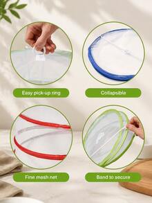 2pcs/1pc Anti-Mosquito & Fly Food Cover, Cake Cover, Foldable & Reusable, Indoor/Outdoor Insect Cover, Suitable For Picnic, BBQ, Food & Fruit - Multicolor - View 3
