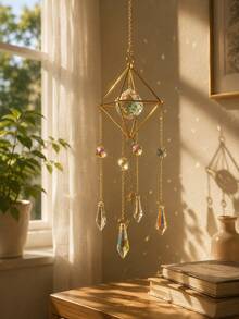 Aesthetic Merkaba Crystal Rainbow Maker Sun Catcher AB Coated Prism Hanging Decor For Bedroom Window Balcony Boho Home Ornament - Multicolor - View 5