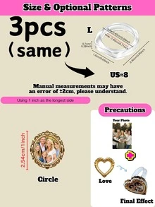 1/3/5 Customized Photo Ring, Unique Memorial Gift For Him/Her, Ideal Valentine's Day Anniversary Gift For Couples, Retro Chic Accessory For Commuting - Multicolor - View 10